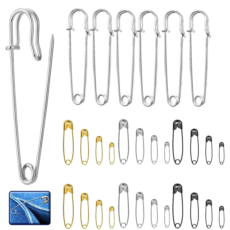 Textile Sewing Kit - 10-100p 22/28/38/45/54 мм серебристые, золотые булавки,